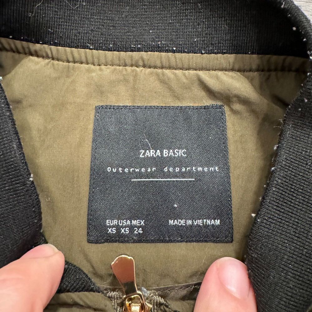 Zara Jacket Womens Extra‎ Small Green Pockets Bomber Basics Herrington Casual - Picture 5 of 9